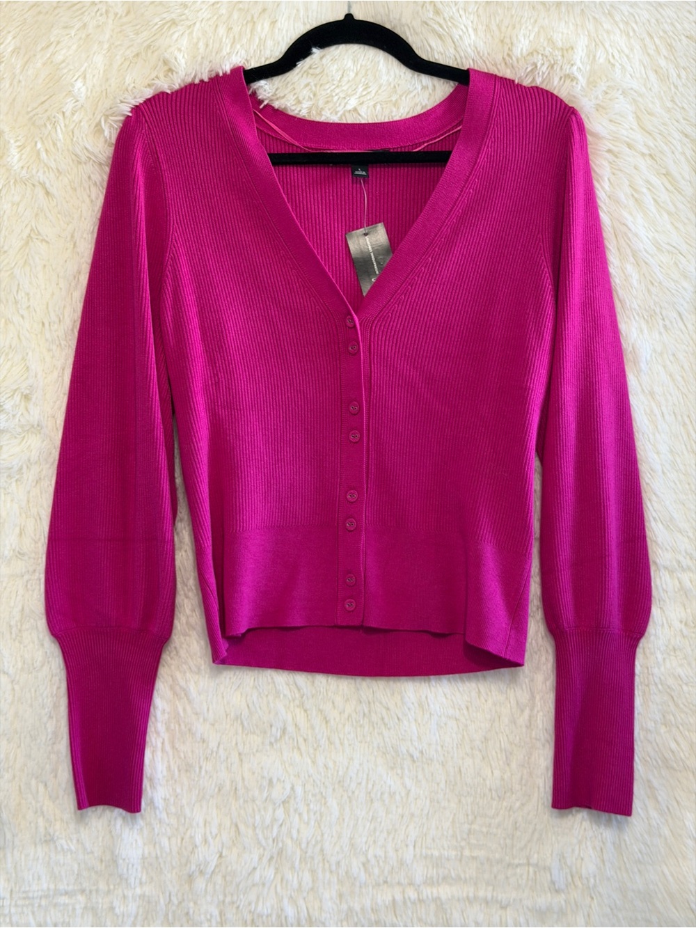 INC International Concepts Womens Rib Knit Cardigan L Fuchsia Barbiecore Y2K NWT